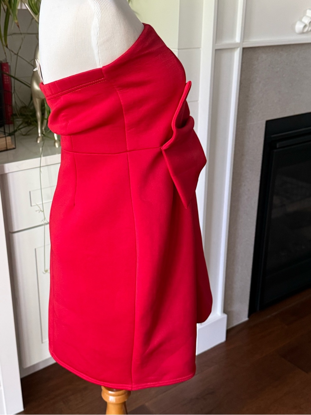 Quiz Size 6 Red Strapless Mini Dress with Statement Bow Stretch America 1776 - Picture 7 of 12